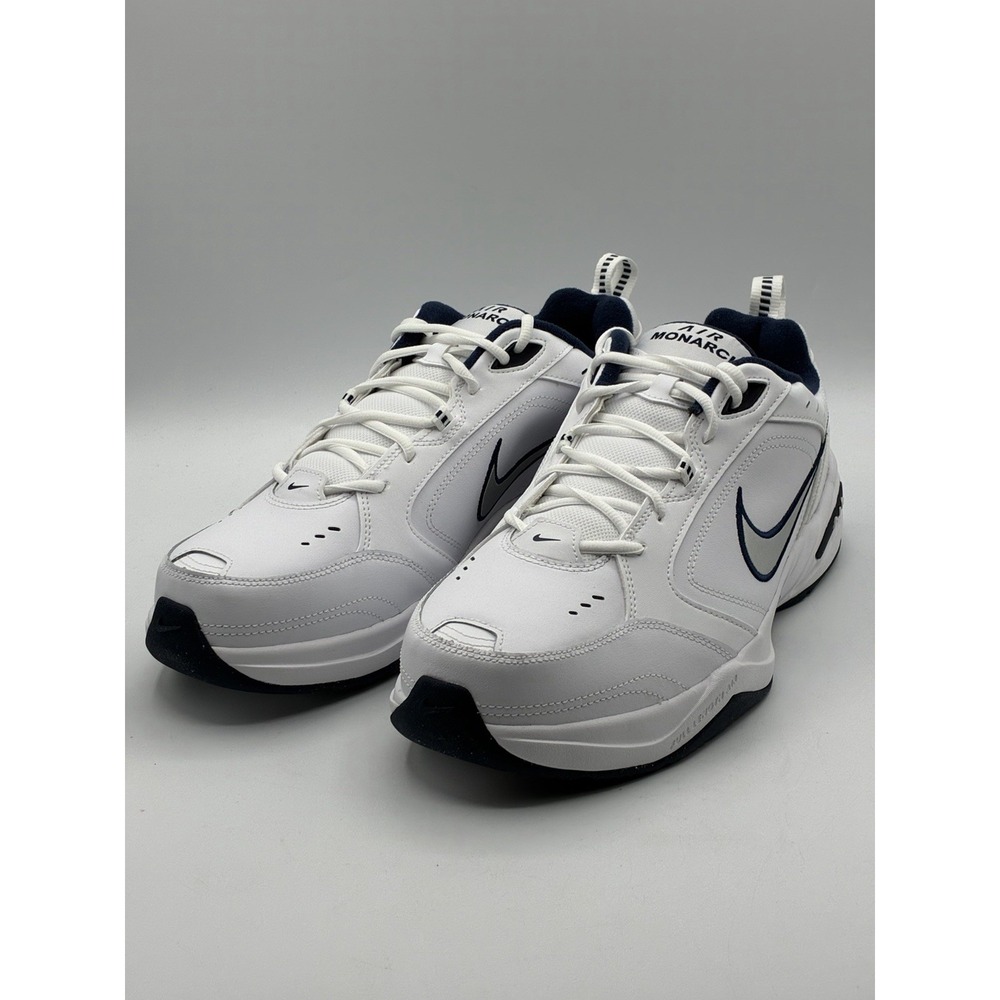 Nike Air Monarch IV 4E Wide White Silver Navy 13 Mens Sneakers 416355-102 New